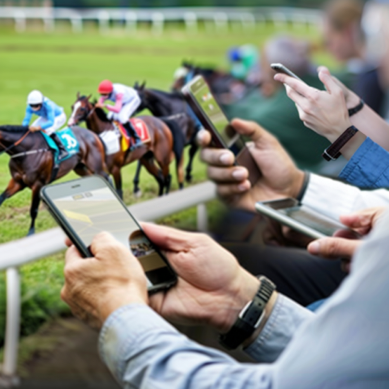 People betting in a horse meet image