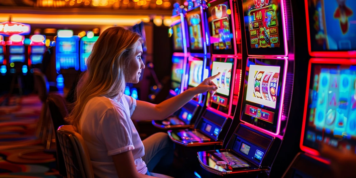 A lady playing video slots image