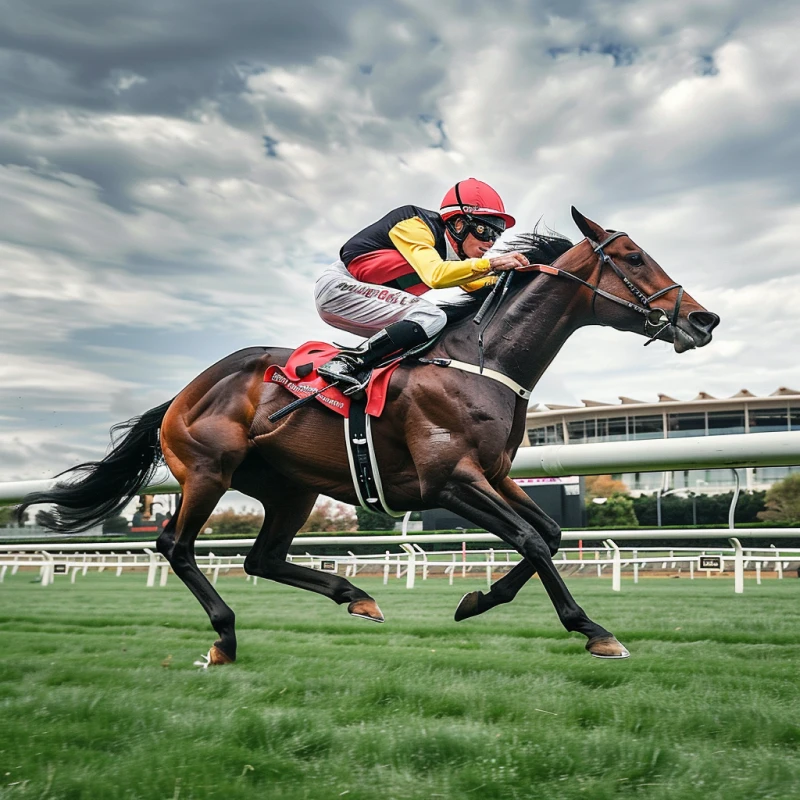A horse jockey racing his horse image