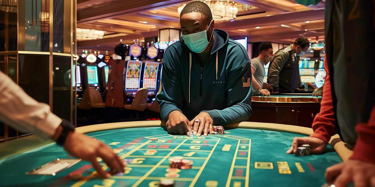Someone playing in a casino with a mask image
