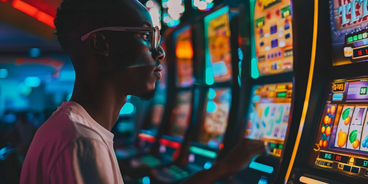A guy playing slots image