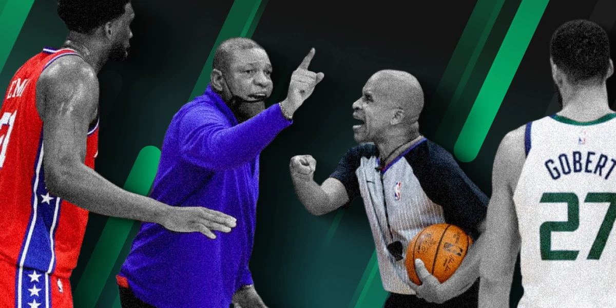 Doc Rivers arguing a crucial call from the referee image