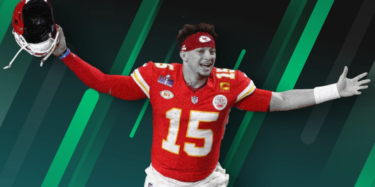 Mahomes celebrating after the winning play in Super Bowl image